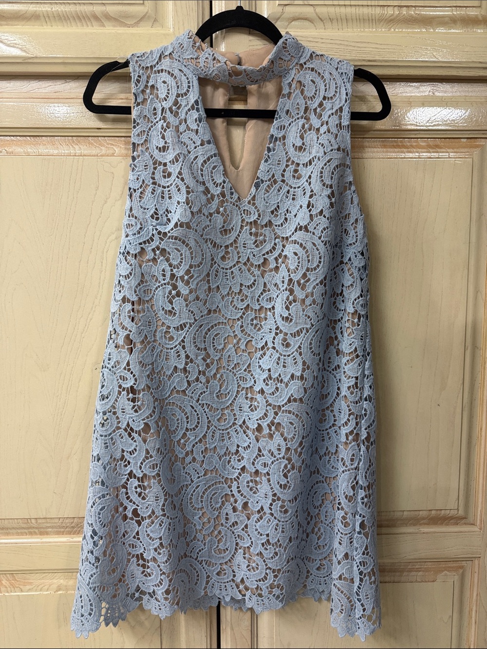 Altar'd State Light Blue Lace Sleeveless Shift Dress
